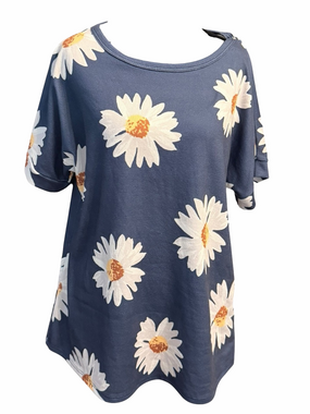 BOMBOM Blue Daisy Short Sleeve Tee M